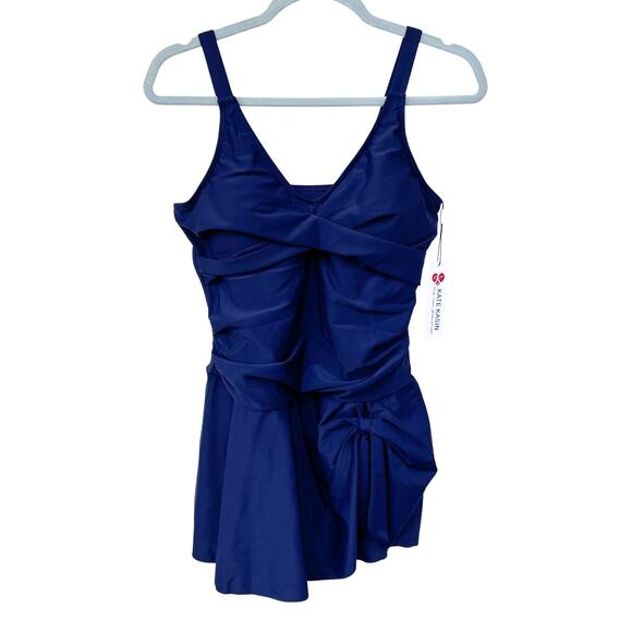 Kate Kasin Navy Blue Swimsuit Dress Size Large Adjustable Straps NWT - Picture 1 of 9